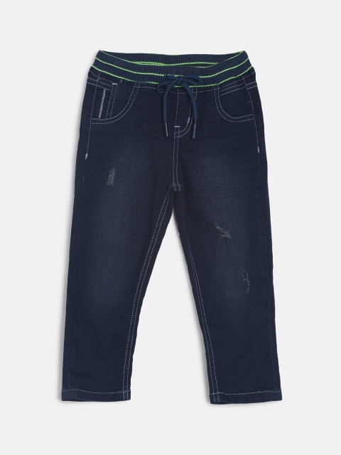

TALES & STORIES Infant Boys Blue Slim Fit Mid-Rise Mildly Distressed Jeans