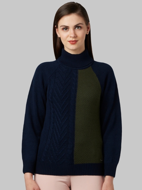 

Park Avenue Woman Blue & Green Colourblocked Pullover Sweater