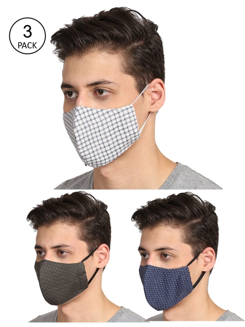 

Anekaant Adults Pack of 3 Printed 3-Ply Reusable Cloth Masks, White