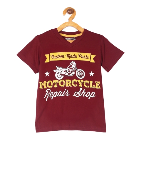 

Cherokee Boys Maroon Printed V-Neck T-shirt