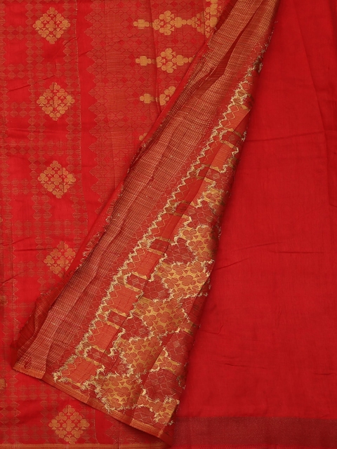 

Pothys Red Woven Design Jute Silk Saree