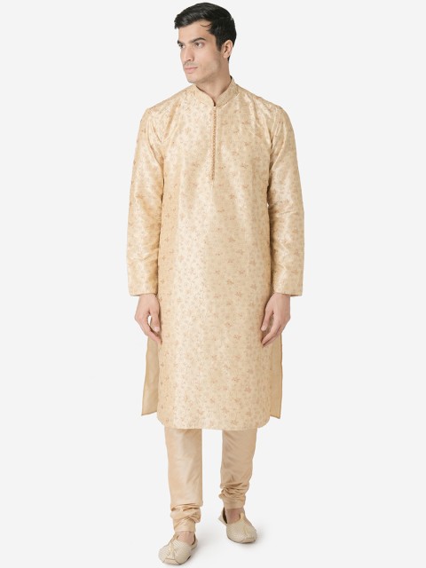 

Sanwara Men Gold-Toned Embroidered Kurta with Pyjamas