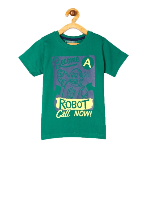 

Cherokee Boys Green & Navy Blue Printed T-shirt