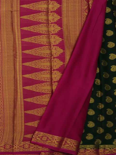 

Pothys Green & Magenta Poly Georgette Woven Design Saree