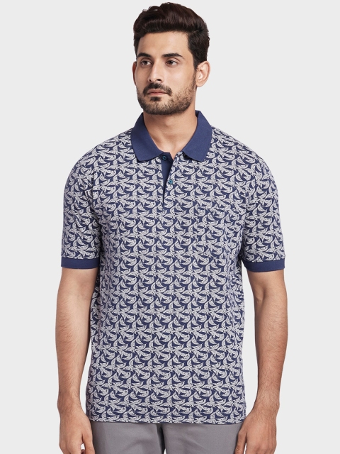 

ColorPlus Men Navy Blue & Off-White Printed Polo Collar T-shirt