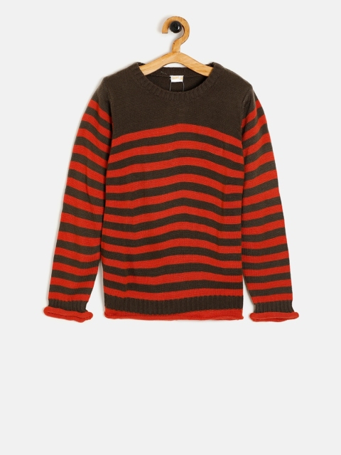

Aomi Boys Orange Striped Pullover Sweater