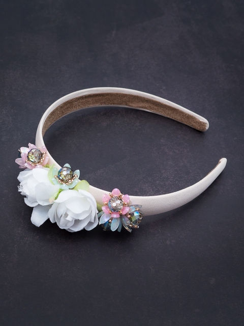 

Golden Peacock Off-White Embellished Hairband