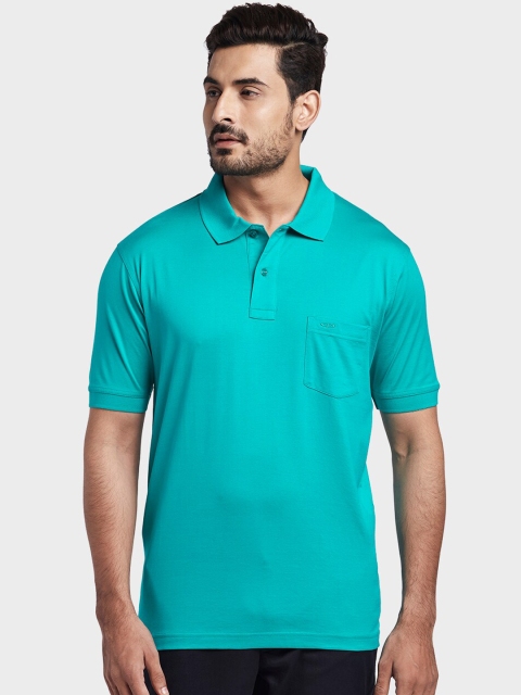 

ColorPlus Men Sea Green Solid Polo Collar T-shirt
