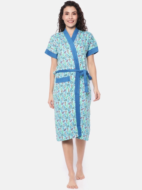 

Red Rose Women Blue & Black Printed Bath Robe