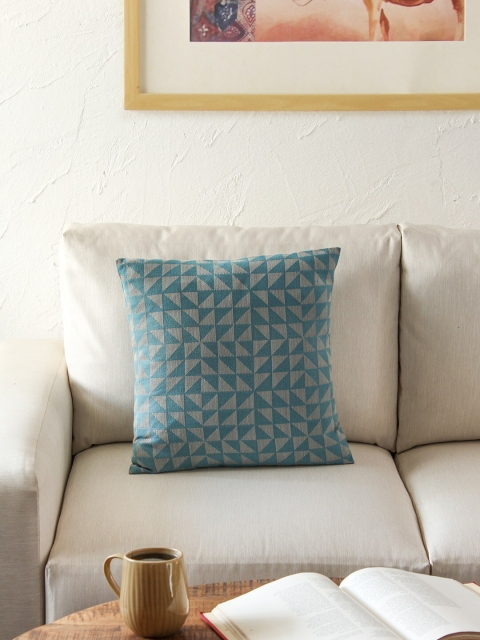 

House This Blue & Grey Single Geometric Square Cushion Covers