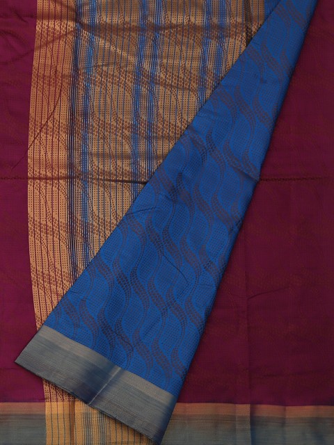 

Pothys Magenta & Blue Jute Silk Printed Saree