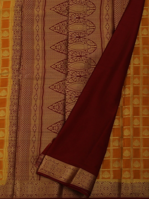 

Pothys Mustard Checked Poly Georgette Saree