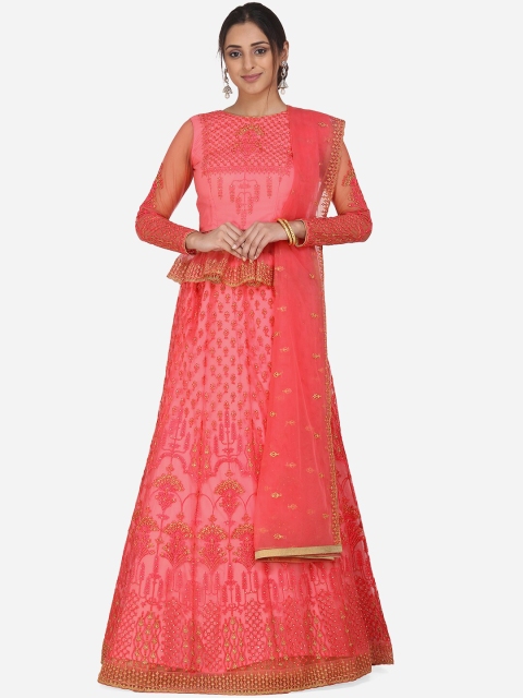 

RIYA Pink Semi-Stitched Lehenga & Blouse with Dupatta