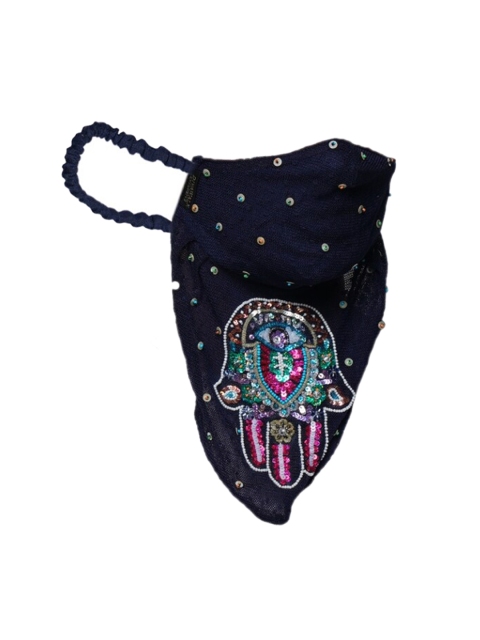 

DIVA WALK EXCLUSIVE Women Navy Blue 2-Ply Embroidered HIjab Protective Face Mask