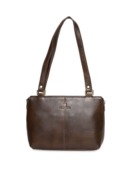 

EVER HYDE Olive Green Textured Leather Shoulder Bag