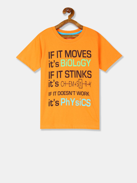 

Cherokee Boys Orange Printed Round Neck T-shirt