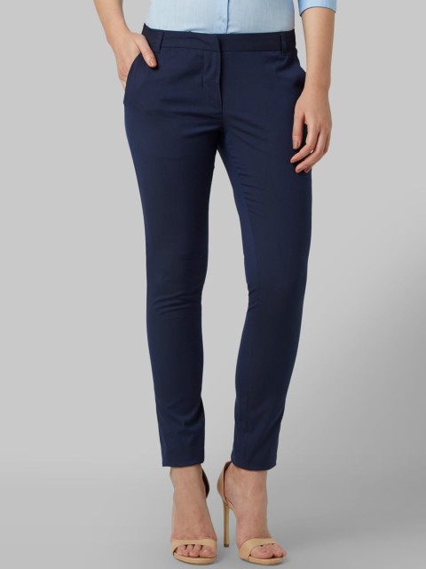 

Park Avenue Woman Women Blue Tapered Fit Solid Regular Trousers