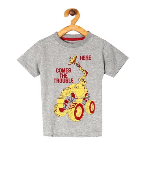 

Cherokee Boys Grey & Yellow Printed Round Neck T-shirt