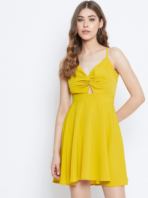 

Berrylush Women Yellow Solid Fit and Flare Dress
