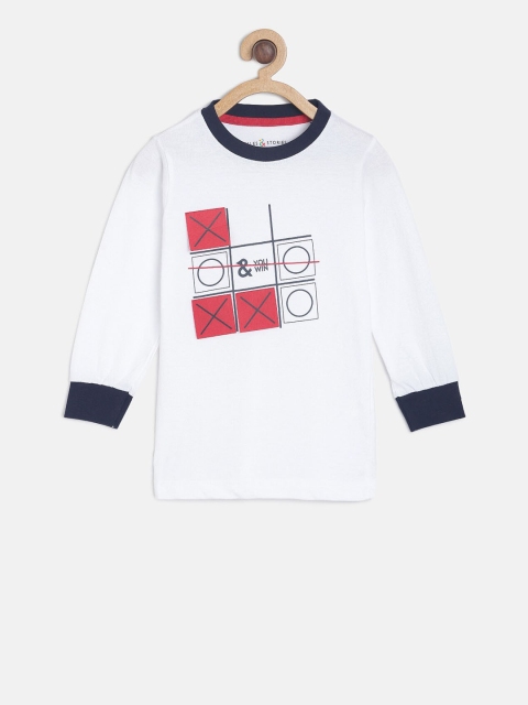 

TALES & STORIES Boys White Printed Round Neck T-shirt