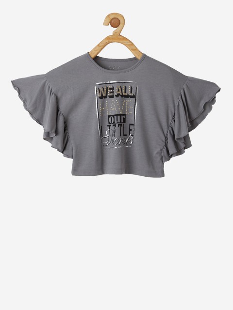 

VITAMINS Girls Grey Printed Kaftan Top