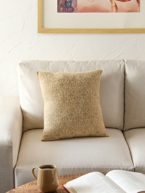 House This Beige Single Ethnic Motifs Square Cushion Covers