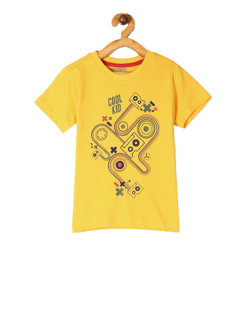 

Cherokee Boys Yellow & Grey Printed Round Neck T-shirt
