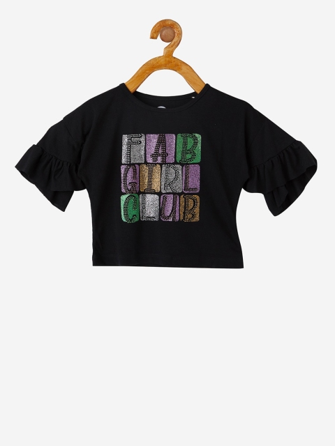 

VITAMINS Girls Black Printed Top