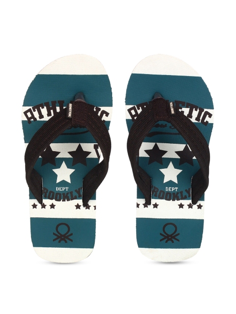

United Colors of Benetton Unisex Kids Green & White Printed Thong Flip-Flops