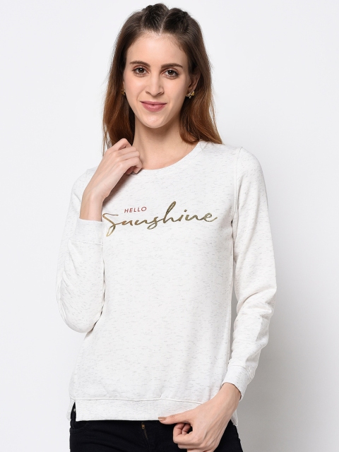 

METTLE Women White Printed Sweatshirt
