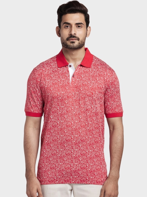 

ColorPlus Men Red & White Printed Polo Collar T-shirt