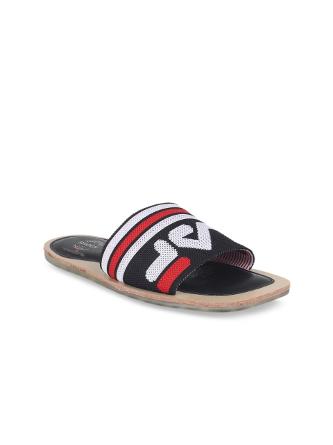 

STEPpings Women Black & White Striped Sliders