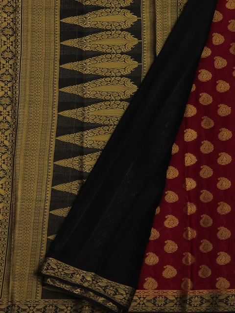 

Pothys Maroon & Black Poly Georgette Woven Design Saree