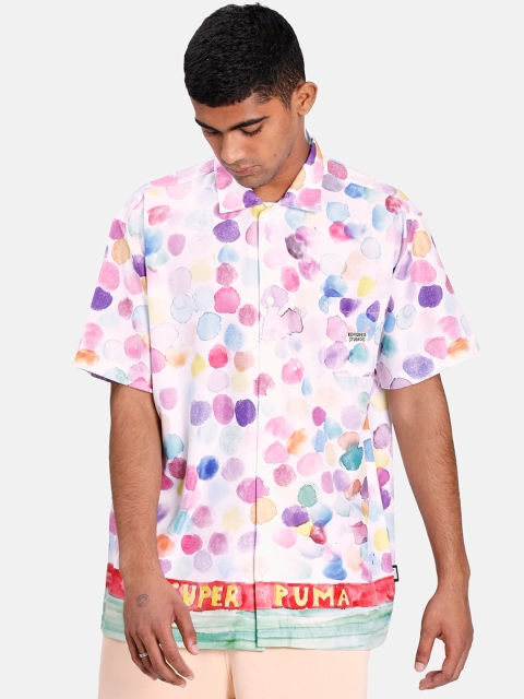 

Puma Men White & Pink Regular Fit Printed Casual Shirt