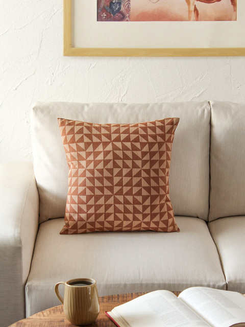 

House This Brown Single Geometric Square Cushion Covers