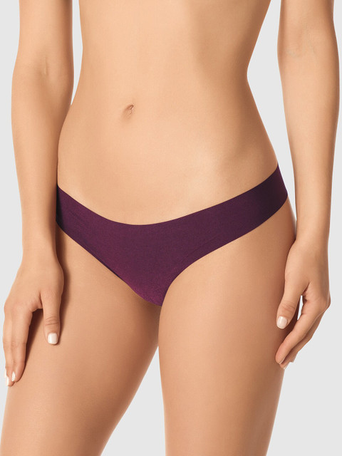 

La Senza Women Burgundy Solid Seamless Thongs 11148901-09WT