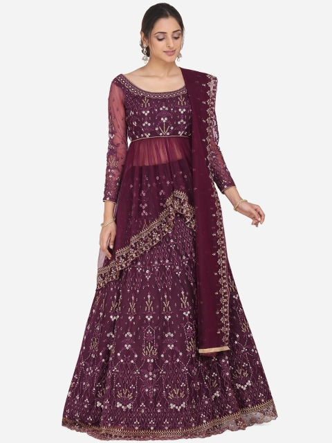 

RIYA Purple & Gold Embellished Semi-Stitched Lehenga & Blouse with Dupatta