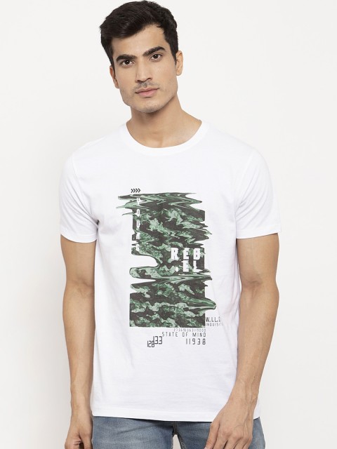 

Hue Men Men White Printed Round Neck T-shirt