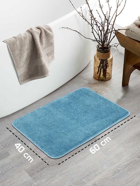 

HOKIPO Blue Solid Rubber-Backing Anti-Slip Bath Mat