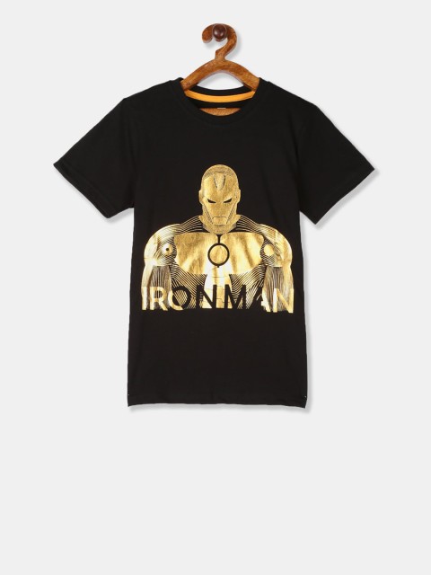 

Cherokee Boys Black Iron Man Printed Round Neck T-shirt