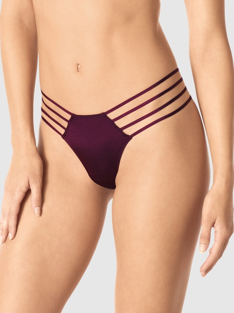

La Senza Women Burgundy Solid Bikini Briefs 11148873-09WT