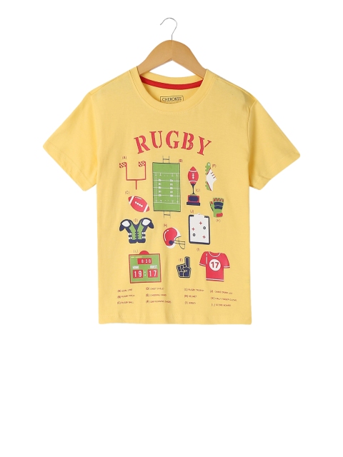 

Cherokee Boys Yellow Printed Round Neck T-shirt