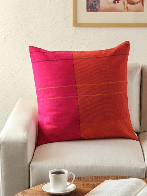 

House This Pink & Orange Single Colourblocked Square Cushion Covers