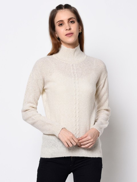 

METTLE Women Off-White Solid Cardigan Sweater
