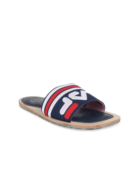 

STEPpings Women Navy Blue & White Printed Sliders