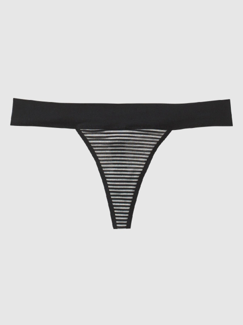 

La Senza Women Black Striped Remix Ultrasoft Thongs 11129466-03YZ