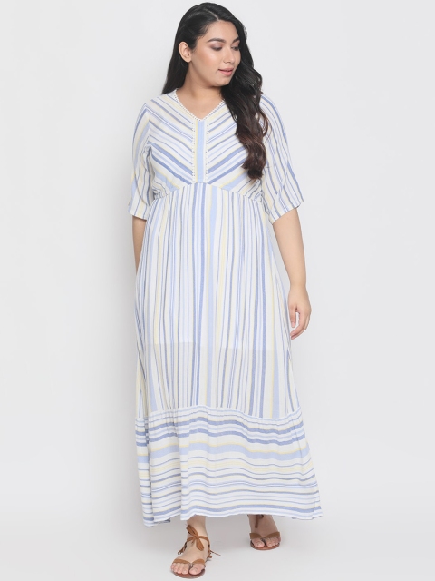 

Amydus Women Blue Striped Maxi Dress