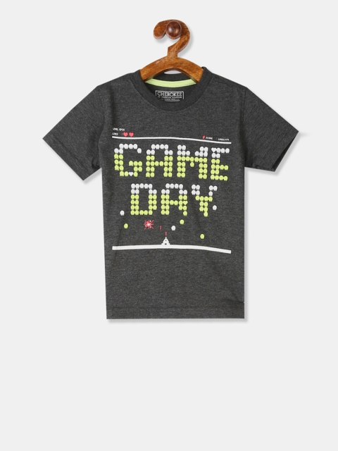 

Cherokee Boys Grey & Green Printed Round Neck T-shirt