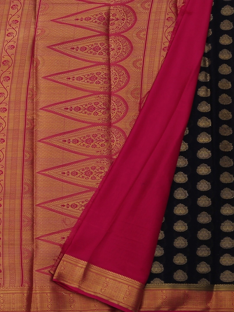 

Pothys Gold-Toned & Pink Poly Georgette Woven Design Saree