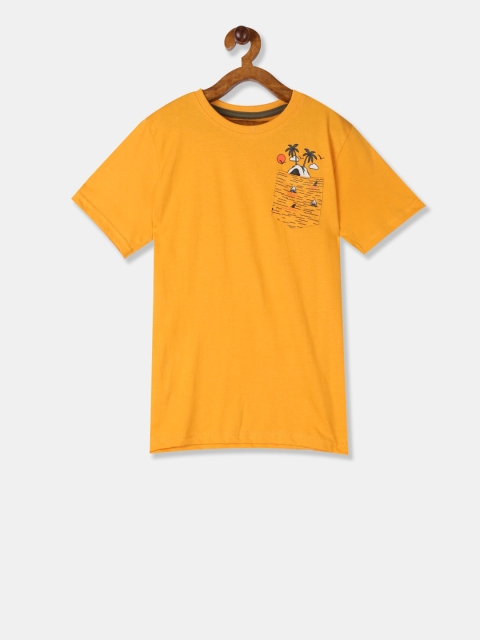 

Cherokee Boys Yellow Printed Round Neck Pure Cotton T-shirt